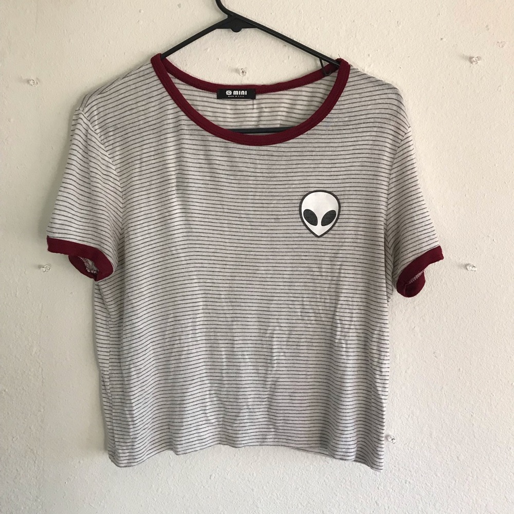 alien striped crop top